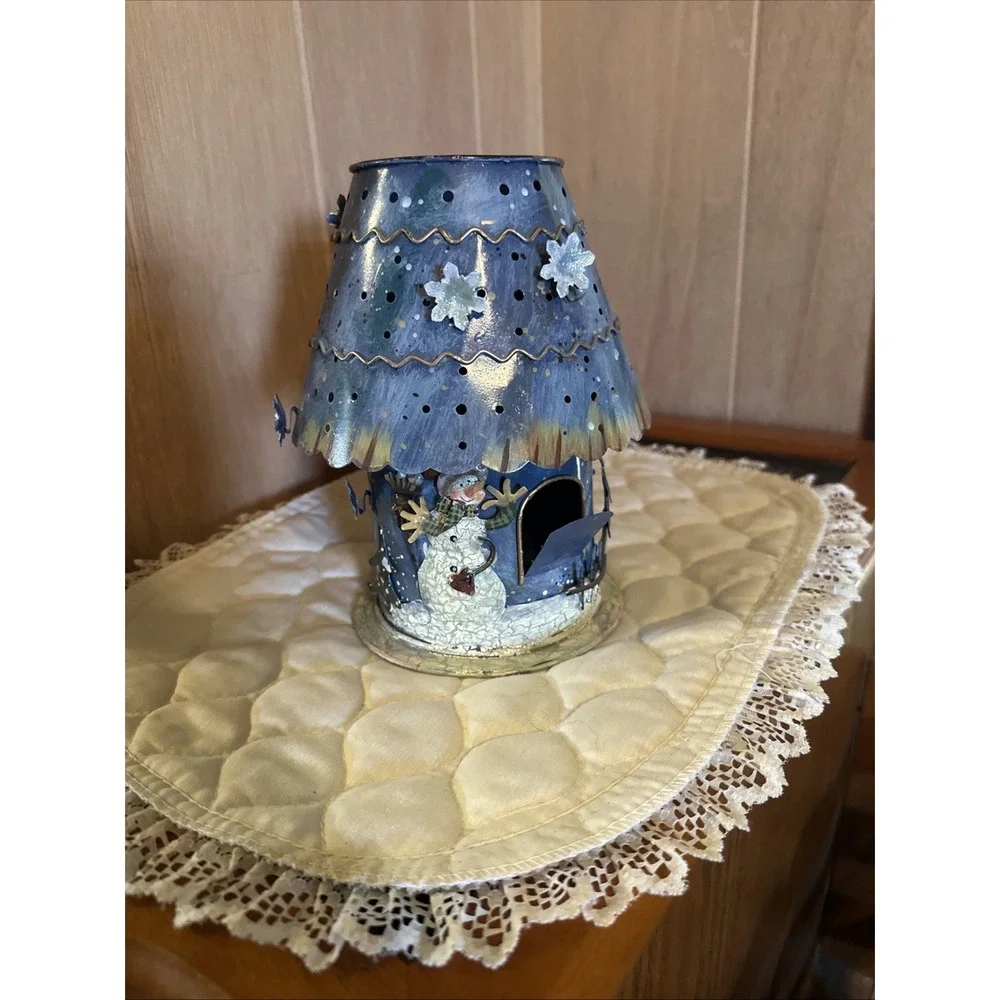 Punched‎ Metal Votive/candle/tea Light Holder Lamp. Blue